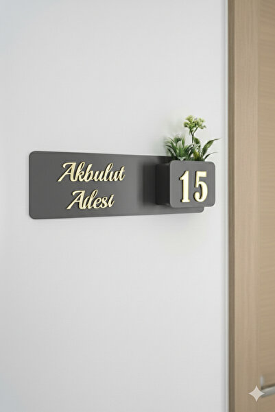 Amorf Design Çiçeklikli Kapı Numarası Ev Hediyesi Otel Site Ev Kapı Süsü