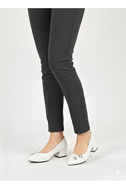 NZN Hakiki Deri Tokalı 4 cm Topuklu Klasik Ayakkabı