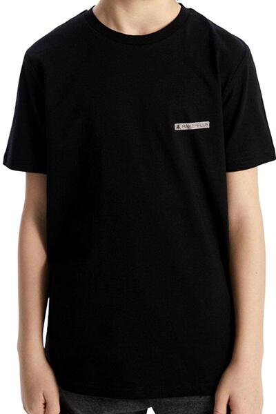 Rakerplus Μαύρο 100% βαμβακερό Unisex κοντομάνικο παιδικό μπλουζάκι