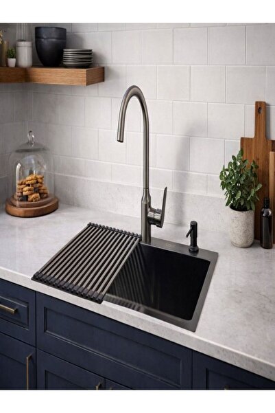 ALMAYA Antrasit-Füme Tezgah Üstü Eviye 60*45