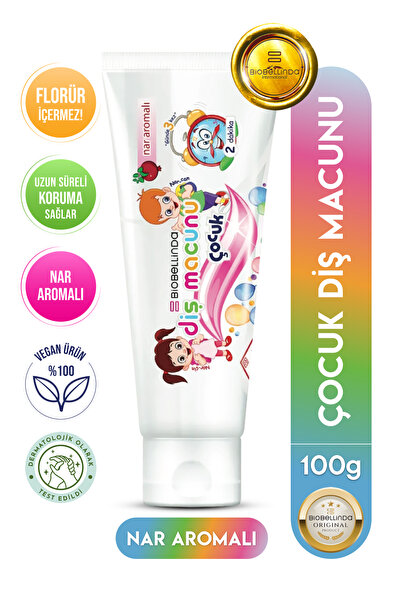 BioBellinda Florürsüz Çocuk Diş Macunu 100 gr Nar Aromalı (HELAL SERTİFİKALI)