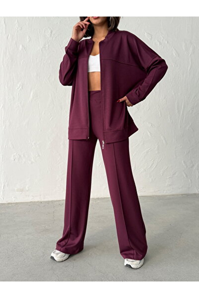 BEJNA Dámsky bordový mäkký modalový textúrovaný oversize komplet spodná časť ...