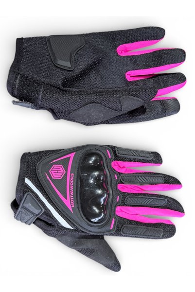 MotivaWorks Motiva Works Pink Long Women's Full Finger Motorcycle Gloves En13594 Ce Certified Mw150P