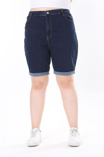 Şans Tamnoplave uske ženske traper šortseve - veće veličine, 5 Sa džepovima ,...