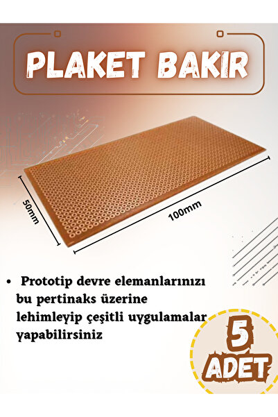 RoboPazar 5 adet Delikli Bakır Plaket Bakır PCB (Pertinaks) Ölçü: 50x100 mm