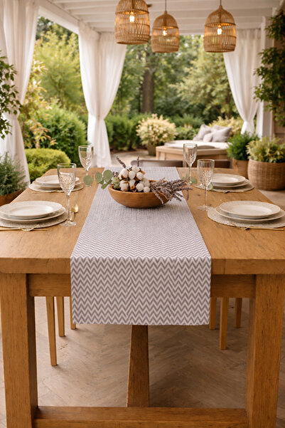 Rona Home مفرش طاولة مزخرف بنمط متعرج - قماش عالي الجودة مقاوم للبقع، مفرش طا...