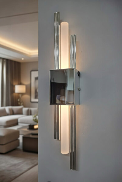 shop Paris Modern Krom Pilli ve Elektrikli Günışığı Ledli Duvar Apliği 1 Adet