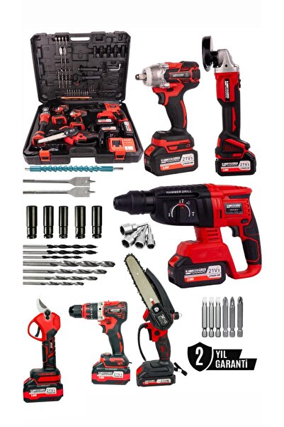 LUNAX Kimmeer Plus 21V 6’lı Akülü Set | Matkap –3 işlevli Hilti – Spiral – Te...