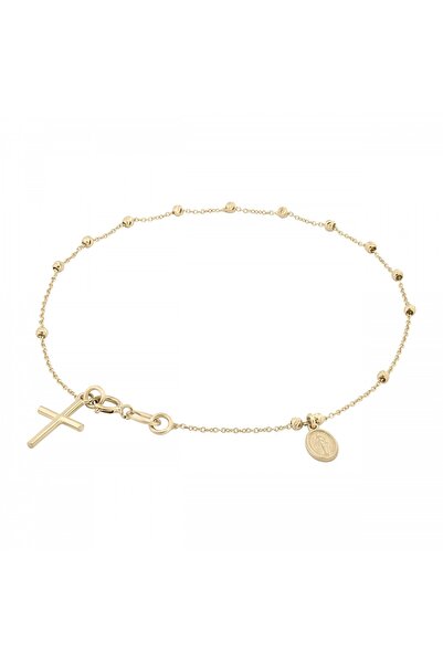 Sandra Ferretti Bratara Rozariu din Aur Galben de 18K cu Lant Diamantat si Bi...