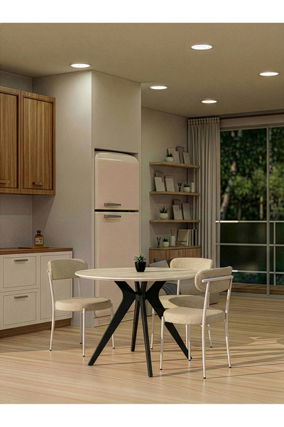 MODENSA 90X90 Yuvarlak Mutfak Masa Salon Masası Pera Model (Sadece Masa)