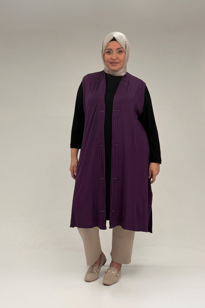 Eslina 54005 Vestă de exterior cu pliuri cu pliuri de mărime mare - violet