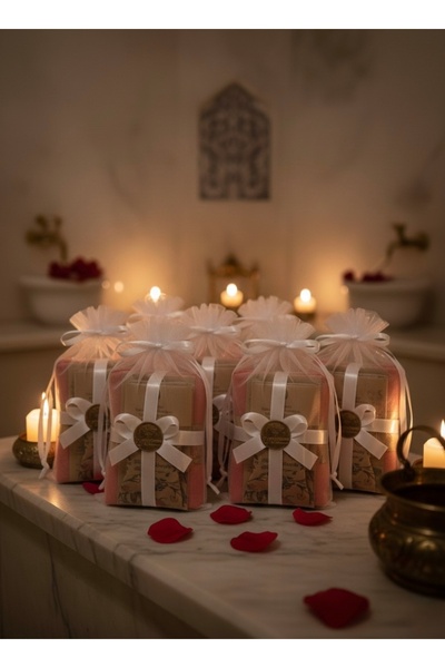 Bursa Home Gelin Hamamı Set Peştemal,Topuk Taşı,İpek Kese,Sabun,Tül–10’lu Kiş...