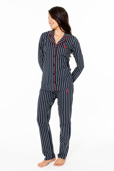 U.S. Polo Assn. Women's Striped 100% Cotton Seasonal Shirt Collar Long Sleeve...