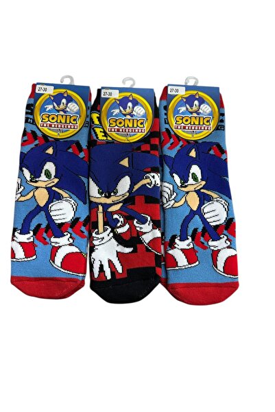 Çimpa Șosete pentru copii antiderapante cu talpă cu figură SONIC, 3 piese