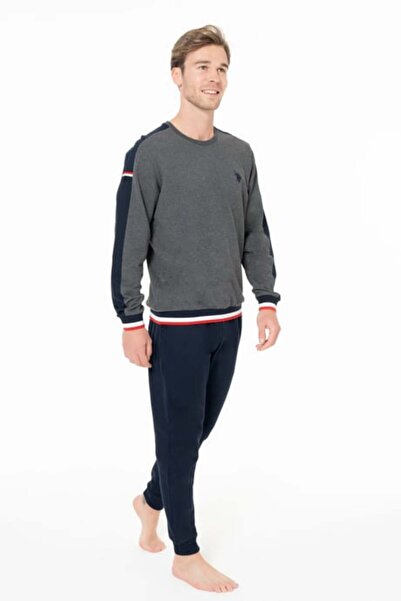 U.S. Polo Assn. Set de pijamale pentru bărbați, cu gât turnat și mâneci lungi...