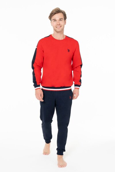 U.S. Polo Assn. 18931 Мъжки комплект пижама с дълъг ръкав и кръгла яка - ЧЕРВ...