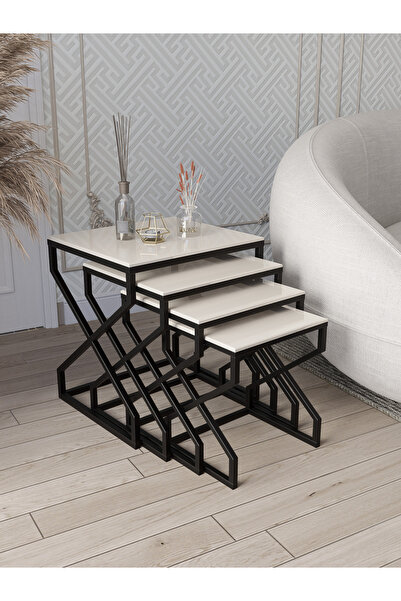 Dekoport Ela 4lü Zigon Sehpa Yan Sehpa MDF Membran