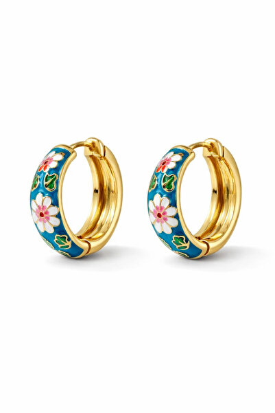 Leo'Stone Enameled Colorful Flower Hoop Design Does Not Tarnish Does Not Lose...