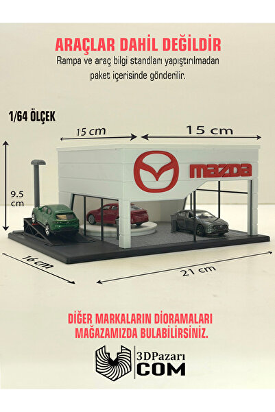 Butik 3D Baskı 1/64 Ölçekli Mazda Showroom Tasarımlı Diorama Araç Sergileme G...