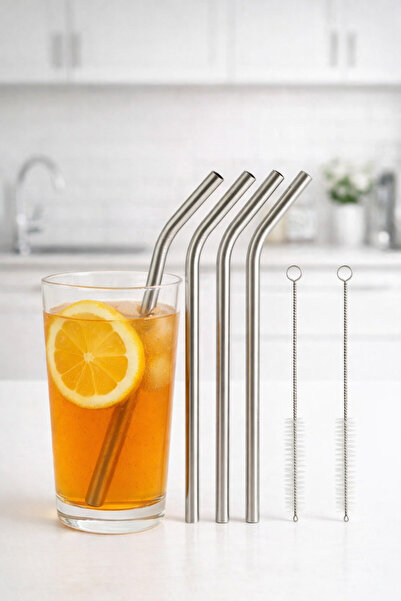 Snow Homs 6 Parça Metal Pipet Seti Paslanmaz Çelik Pipet Ve Çubuk Pipet Temiz...