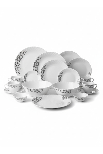 La Opala طقم عشاء كلاسيكي مكون من 44 قطعة - قطرات ضبابية (أوبالوير)