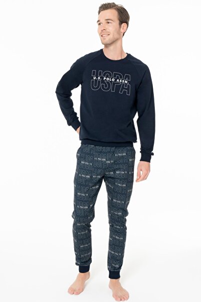 U.S. Polo Assn. Ανδρικό σετ πιτζάμες για το σπίτι USPA Written, 100% βαμβάκι-...