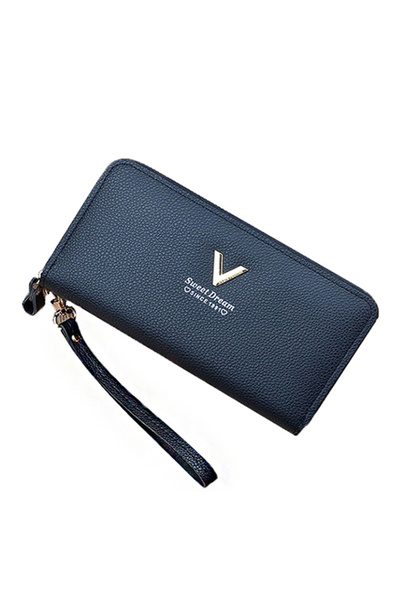 OEM Γυναικείο πορτοφόλι, συνθετικό δέρμα, δύο φερμουάρ, 18 θήκες, λουράκι, κά...