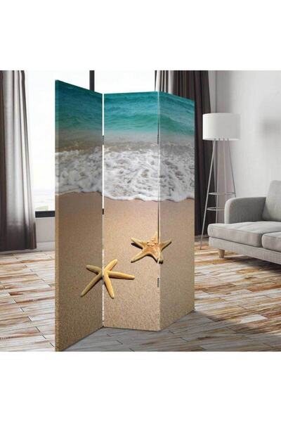 StellaStore Denizyıldızı 3 Kanatlı Oda Bölücü Çift Taraflı Kanvas Paravan