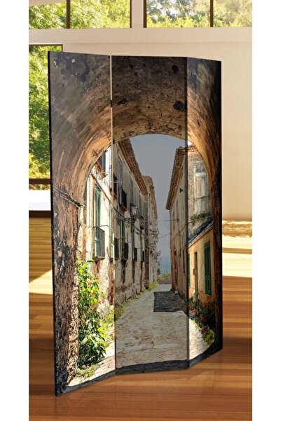 Genel Markalar Manzara 3 Kanatlı Oda Bölücü Çift Taraflı Kanvas Paravan