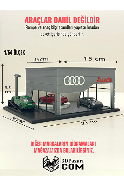 Butik 3D Baskı 1/64 Ölçekli Audi Showroom Tasarımlı Diorama Araç Sergileme Ga...