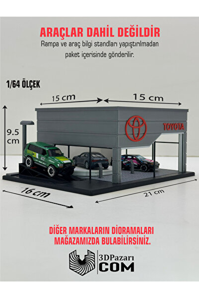 Butik 3D Baskı 1/64 Ölçekli Toyota Showroom Tasarımlı Diorama Araç Sergileme ...