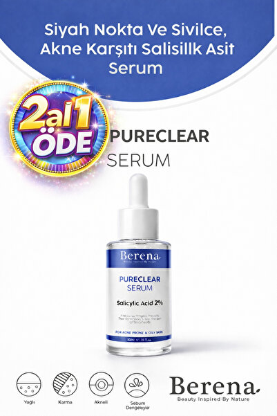 BERENA Akne Ve Sivilce & Siyah Nokta Karşıtı Salisilk Asit Cilt Bakım Serum 3...