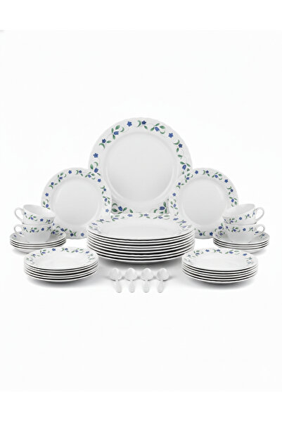 La Opala طقم عشاء كلاسيكي من 44 قطعة من أوبالوير، لون أزرق عرعر