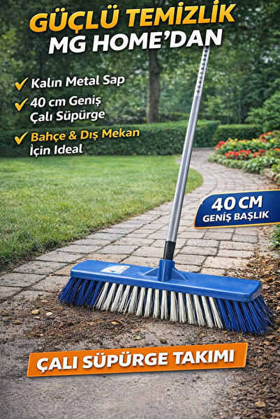 VENON 🌳1 Takım Sap + Sert Çalı Fırçası 40 cm İnşaat Artıkları Çalı Yaprak Sü...