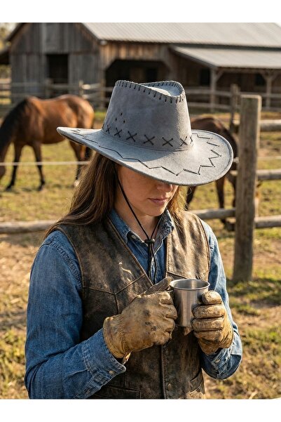 PIECE SIGNATURE Plain and Checkered Cowboy Hat, for Women and Men (56-59 cm)