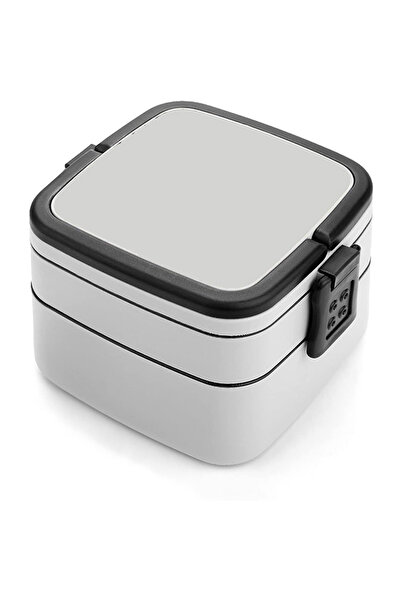 OEM Food container with clip lid, 3 compartments, square, gray