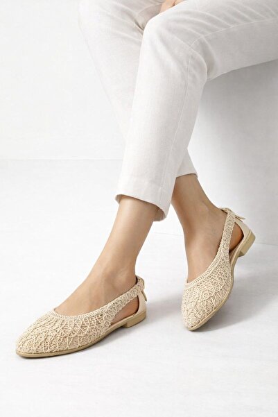 Beyond Women's Beige Open Back Bowknot Knitwear Ballerina 1cm Byndmtf03