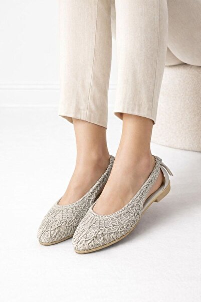 Beyond Women's Gray Open-Back Bowknot Knitwear Ballerina 1cm Byndmtf03