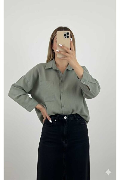 HC Boutique Large Single Pocket Oversize Linen Shirt