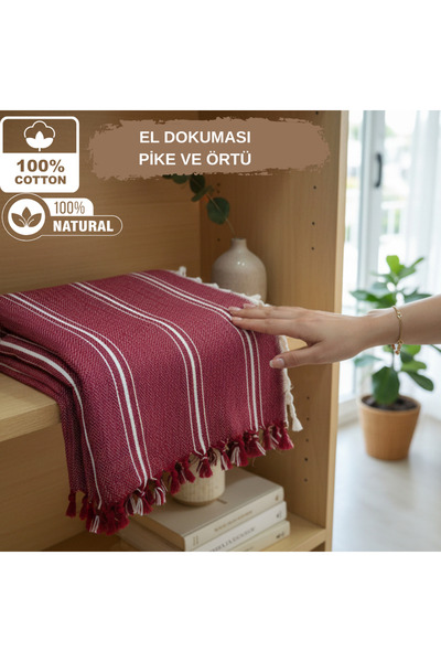 CESSTORE Ces Store Double Size 100% Cotton Handwoven Multi-Purpose Pique, Nat...