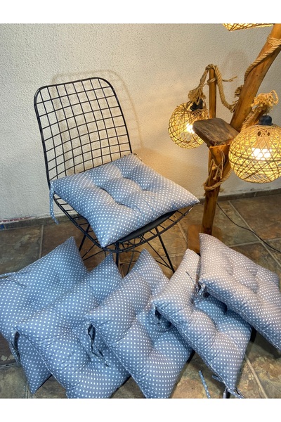 FELIX HOME وسادة كرسي بوفيديك منقطة بخياطة خاصة ورباط 40×40 سم (قطعة واحدة)