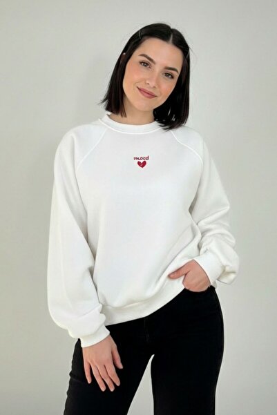 Mood Lab Γυναικείο φούτερ για την Ημέρα του Αγίου Βαλεντίνου με στάμπα λευκής...