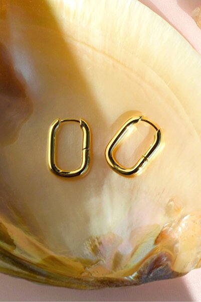 Sacce Scarves&Accessories Çelik Oval Halka Küpe Gold Renk