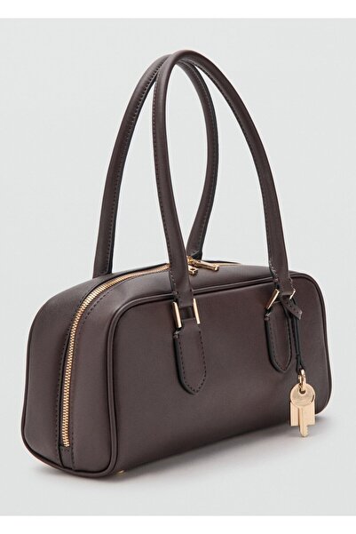 MANGO Woman Deri görünümlü bowling çanta