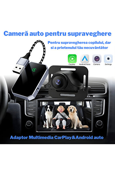 KETYA Monitor auto KETYA, cameră inteligentă Full HD, suport wireless CarPlay și Android Auto