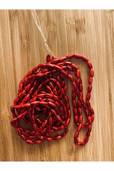 Nazarone Uzica sa perlama 3x6cm. Metalik crvena, 2 niti