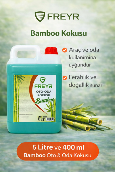 FREYR Özel Bambu Sprey Oda & Oto Kokusu 5 Lt | Kalıcı Oda Parfümü, Araba ve Araç Kokusu, Ekonomik Büyük Boy