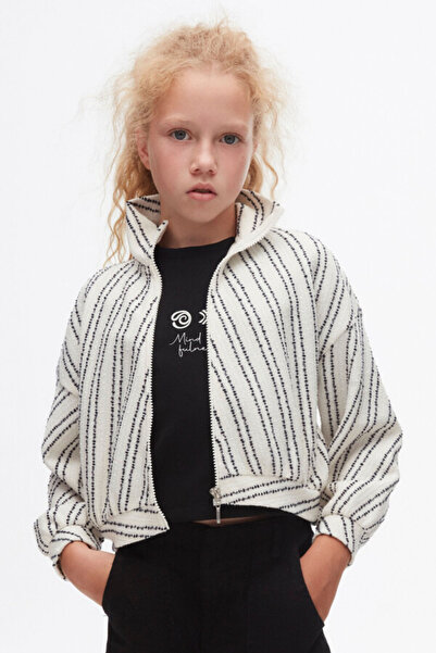 nk kids Girl's Puntolu Zippered Cardigan Cream-Black 37328