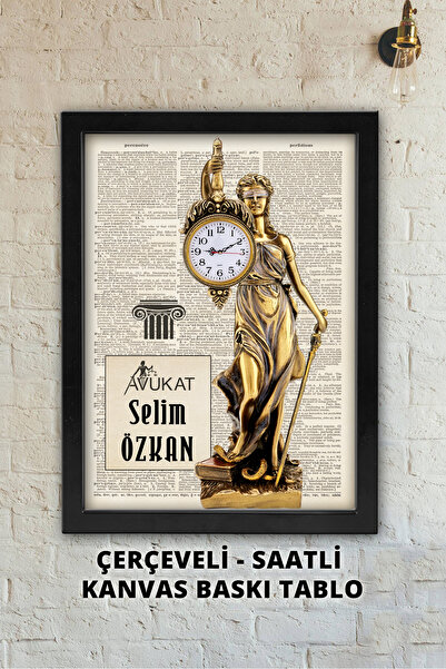 Atika Adalet Tanrıçası Avukat Tablo / Hukuk Bürosu Dekoru / Çerçeveli Saatli ...