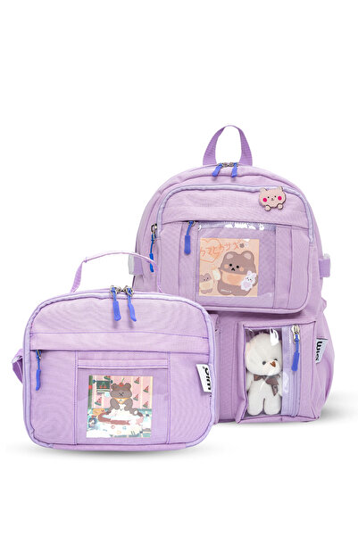 Wia Școala primară în stil coreean Kawaii cu ursuleț și cutie de prânz